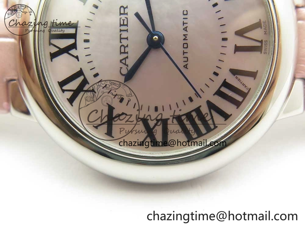 Ballon Bleu 33mm SS AF 1:1 Best Edition Pink Textured Dial on Pink Leather Strap Cal. Sleek 10578