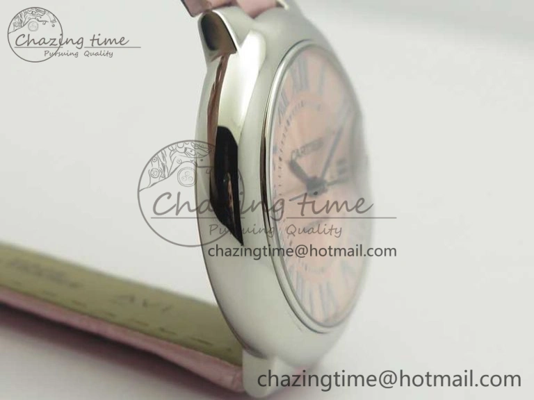 Ballon Bleu 33mm SS AF 1:1 Best Edition Pink Textured Dial on Pink Leather Strap SEIKO NH05A Breathable 6215