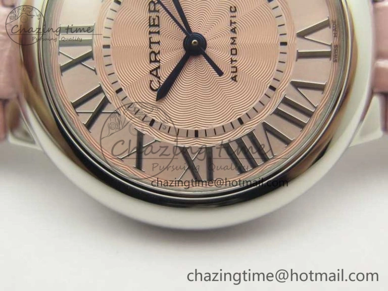 Ballon Bleu 33mm SS AF 1:1 Best Edition Pink Textured Dial on Pink Leather Strap SEIKO NH05A Breathable 6215