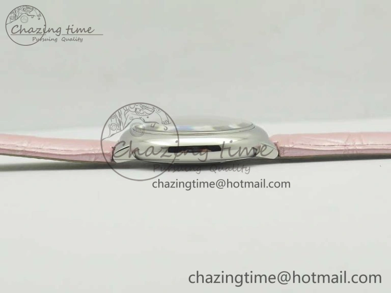 Ballon Bleu 33mm SS AF 1:1 Best Edition Pink Textured Dial on Pink Leather Strap SEIKO NH05A Breathable 6215