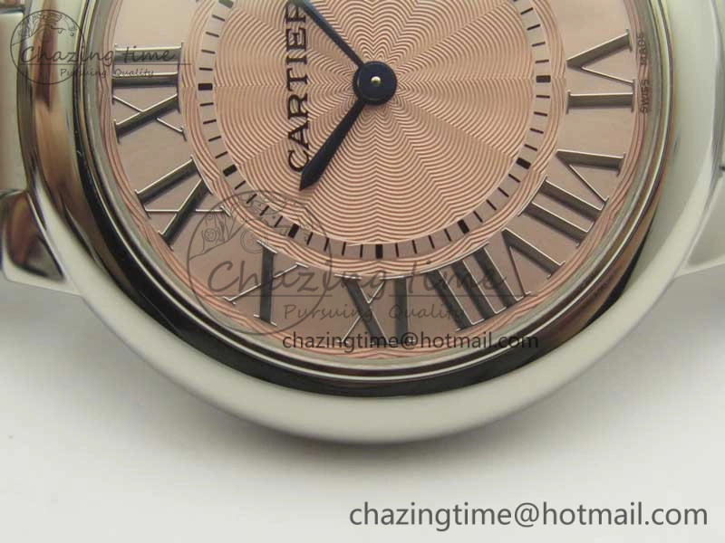Ballon Bleu 33mm SS AF 1:1 Best Edition Pink Textured Dial on SS Bracelet Jap Quartz Effortless 10668