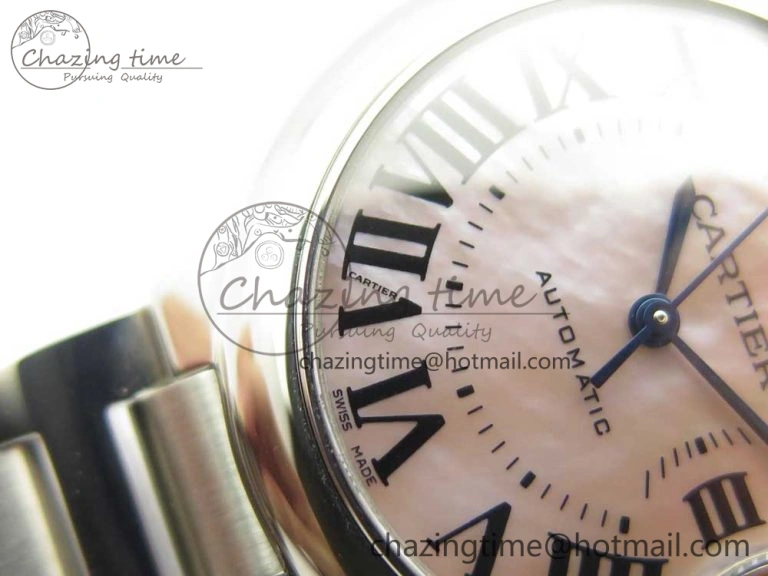Chic Ballon Bleu 33mm SS AF 1:1 Best Edition Pink Textured Dial on SS Bracelet NH05A 6130