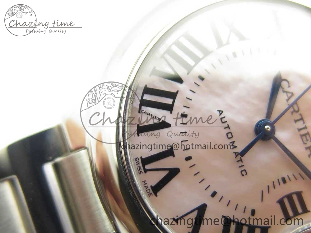 Chic Ballon Bleu 33mm SS AF 1:1 Best Edition Pink Textured Dial on SS Bracelet NH05A 6130