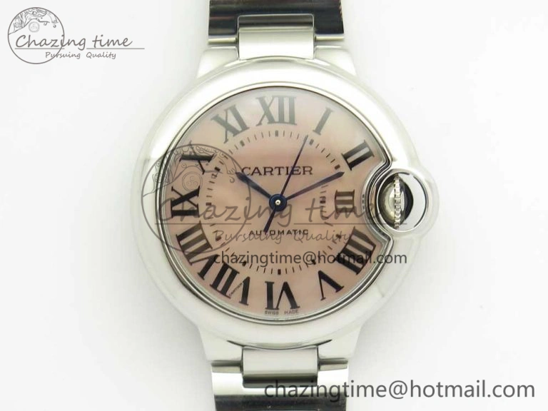 Ballon Bleu 33mm SS AF 1:1 Best Edition Pink Textured Dial on SS Bracelet NH05A SoftTouch 10579