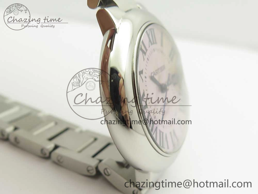 Chic Ballon Bleu 33mm SS AF 1:1 Best Edition Pink Textured Dial on SS Bracelet NH05A 6130