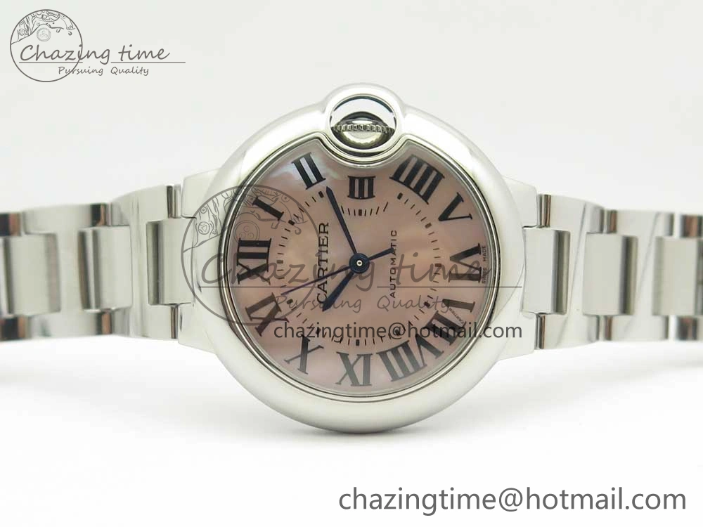 Chic Ballon Bleu 33mm SS AF 1:1 Best Edition Pink Textured Dial on SS Bracelet NH05A 6130