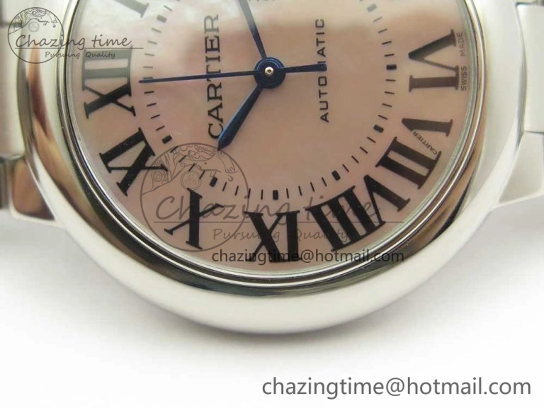 Chic Ballon Bleu 33mm SS AF 1:1 Best Edition Pink Textured Dial on SS Bracelet NH05A 6130
