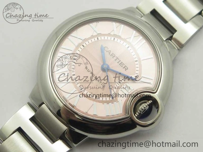 SunProtective Ballon Bleu 33mm SS AF 1:1 Best Edition Pink Textured Dial on SS Bracelet SEIKO NH05A 6217