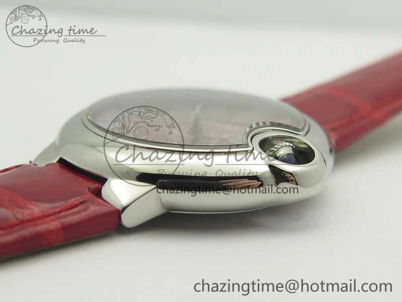 Ballon Bleu 33mm SS AF 1:1 Best Edition Red Dial on Red Croc Leather Strap SEIKO NH05A Stretchable 10701