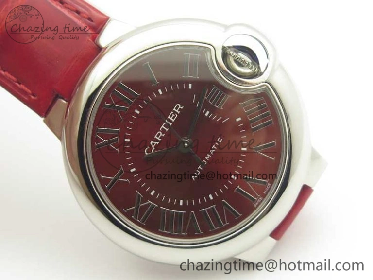 Ballon Bleu 33mm SS AF 1:1 Best Edition Red Dial on Red Croc Leather Strap SEIKO NH05A Stretchable 10701