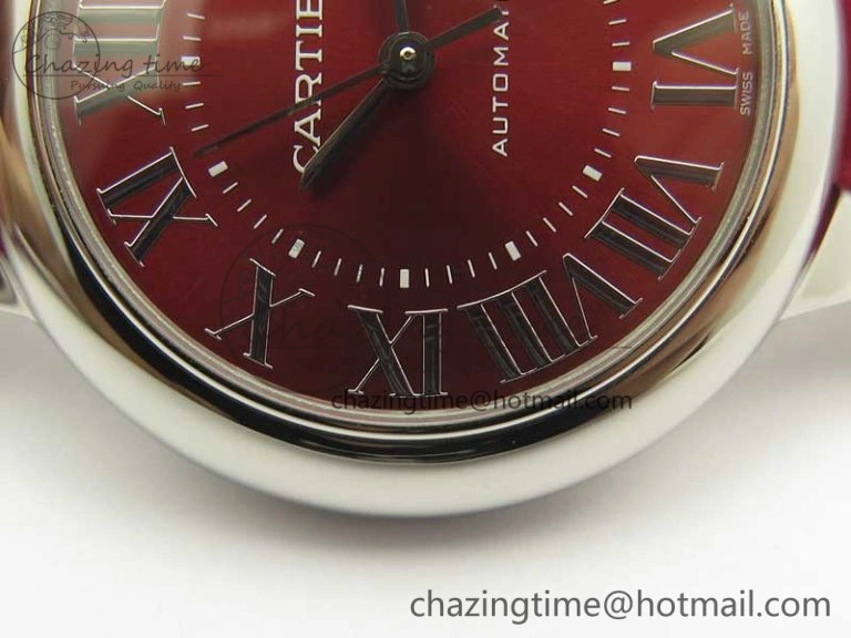 Ballon Bleu 33mm SS AF 1:1 Best Edition Red Dial on Red Croc Leather Strap SEIKO NH05A Stretchable 10701