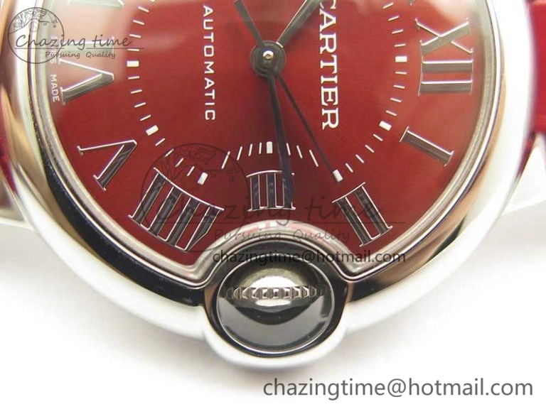 Ballon Bleu 33mm SS AF 1:1 Best Edition Red Dial on Red Croc Leather Strap SEIKO NH05A Stretchable 10701