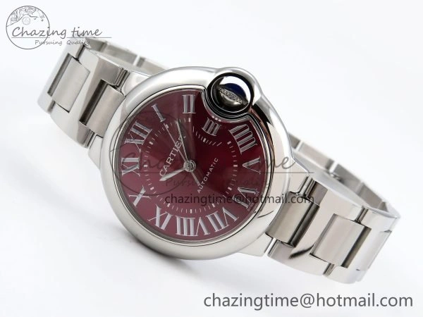 Upgraded Ballon Bleu 33mm SS AF 1:1 Best Edition Red Dial on SS Bracelet SEIKO NH05A (Quick Release) 6022