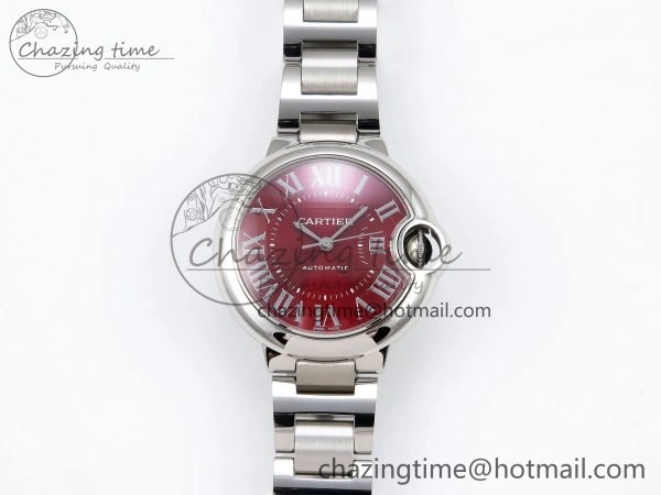 Upgraded Ballon Bleu 33mm SS AF 1:1 Best Edition Red Dial on SS Bracelet SEIKO NH05A (Quick Release) 6022