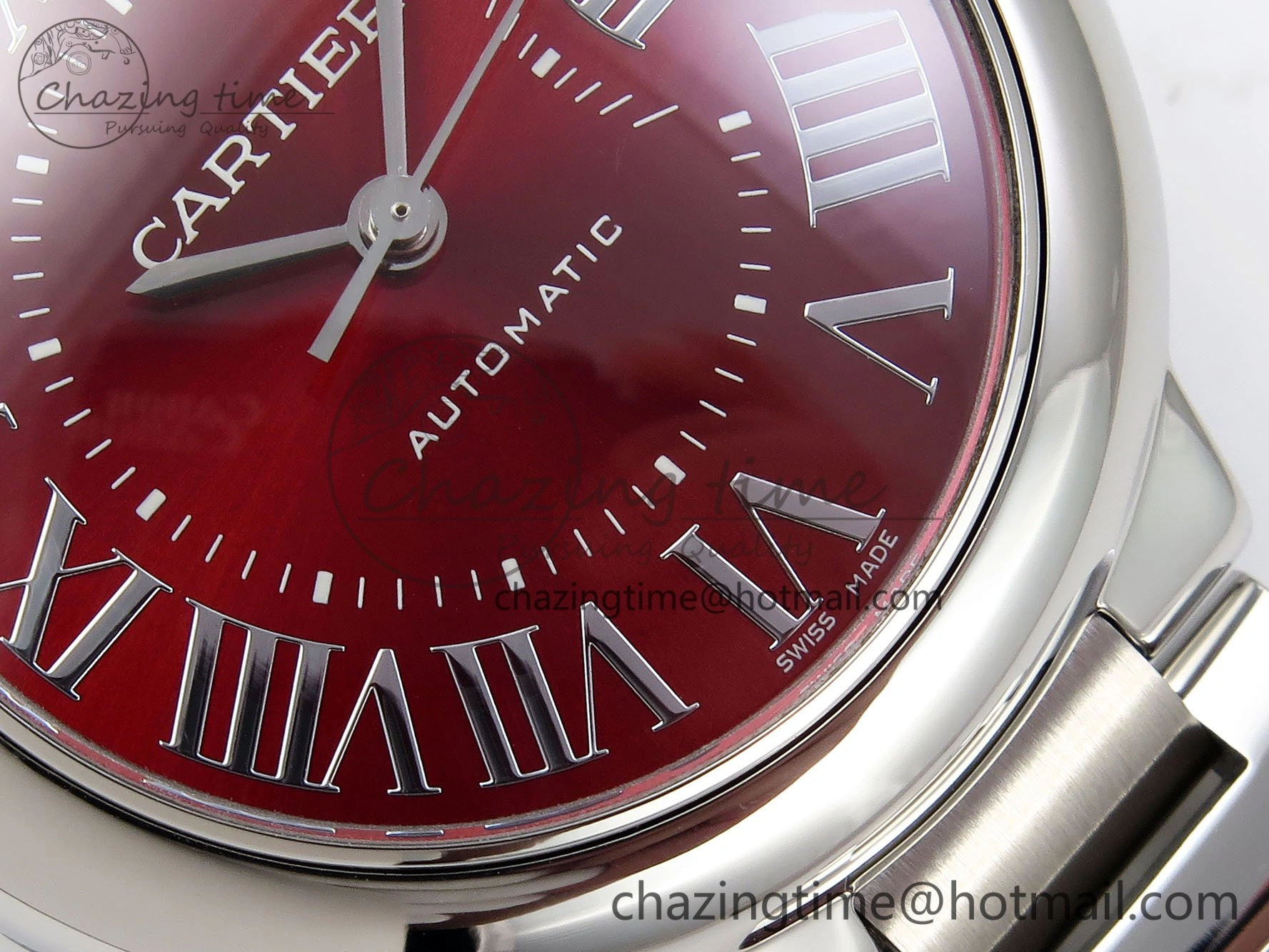 Upgraded Ballon Bleu 33mm SS AF 1:1 Best Edition Red Dial on SS Bracelet SEIKO NH05A (Quick Release) 6022