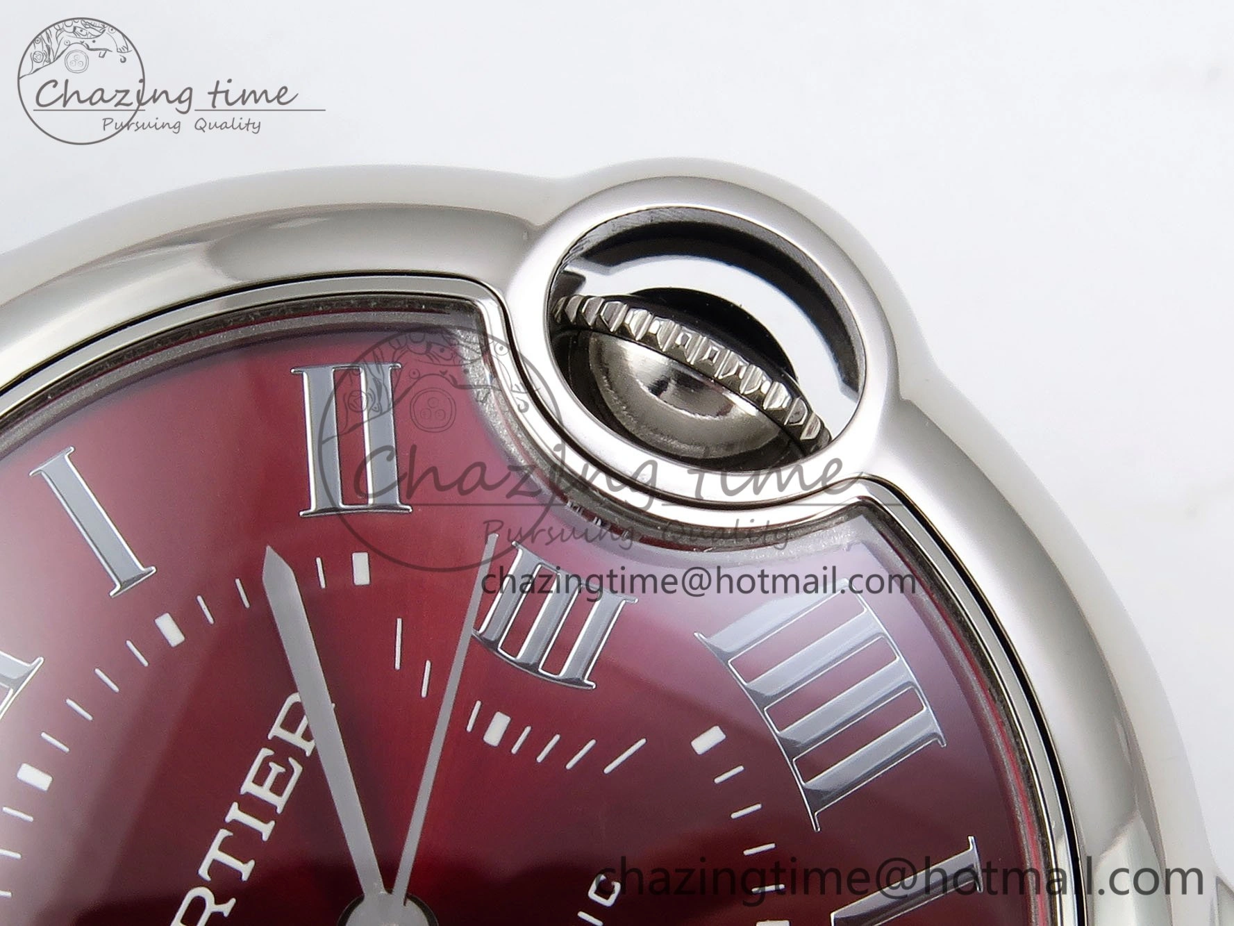 Upgraded Ballon Bleu 33mm SS AF 1:1 Best Edition Red Dial on SS Bracelet SEIKO NH05A (Quick Release) 6022