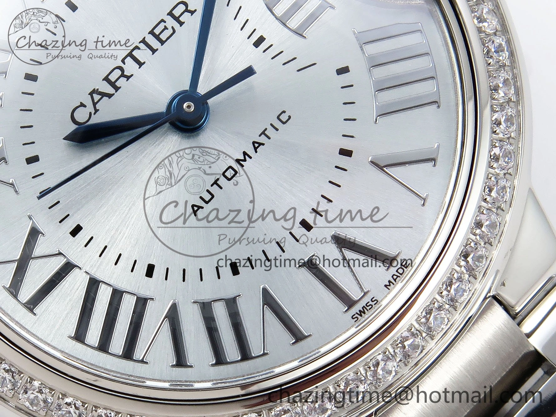 MultiPurpose Ballon Bleu 33mm SS AF 1:1 Best Edition Silver Dial Diamonds Bezel on SS Bracelet SEIKO NH05A (Quick Release) 6027