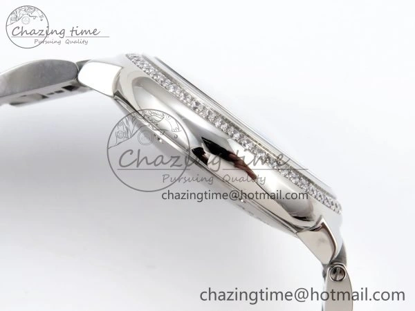 MultiPurpose Ballon Bleu 33mm SS AF 1:1 Best Edition Silver Dial Diamonds Bezel on SS Bracelet SEIKO NH05A (Quick Release) 6027