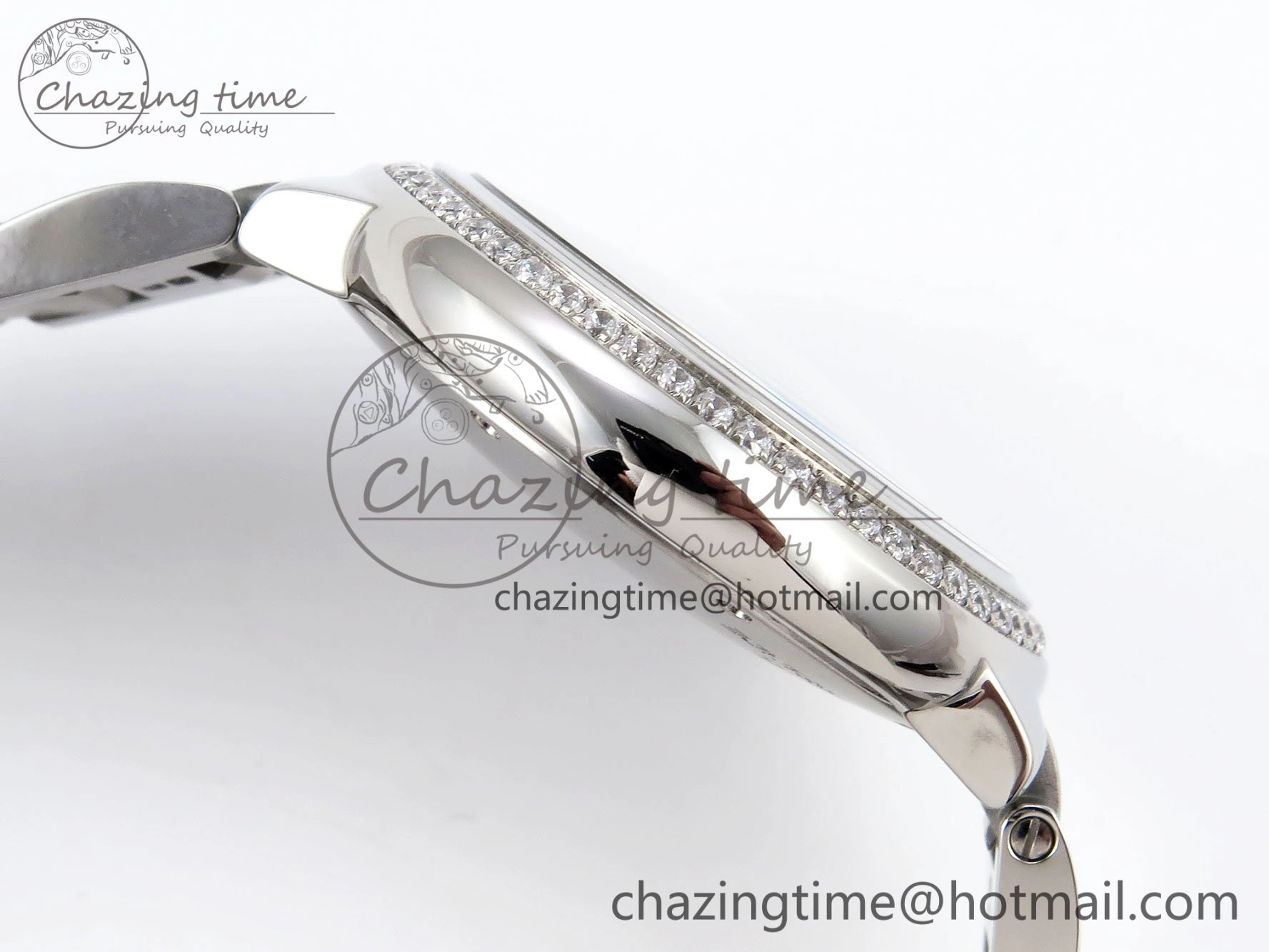 MultiPurpose Ballon Bleu 33mm SS AF 1:1 Best Edition Silver Dial Diamonds Bezel on SS Bracelet SEIKO NH05A (Quick Release) 6027