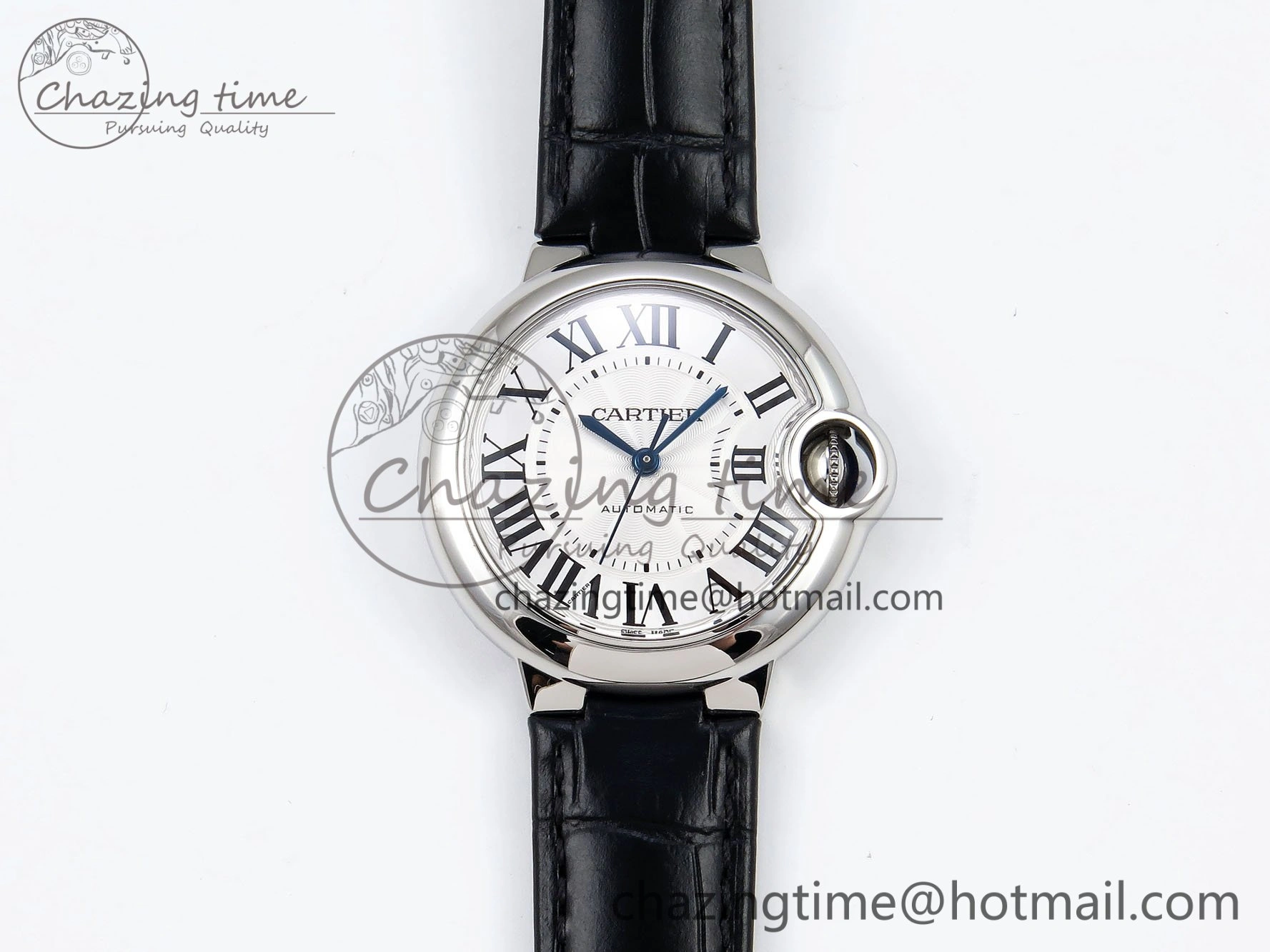 Ballon Bleu 33mm SS AF 1:1 Best Edition Silver Dial on Black Leather Strap SEIKO NH05A WeatherProof 6032