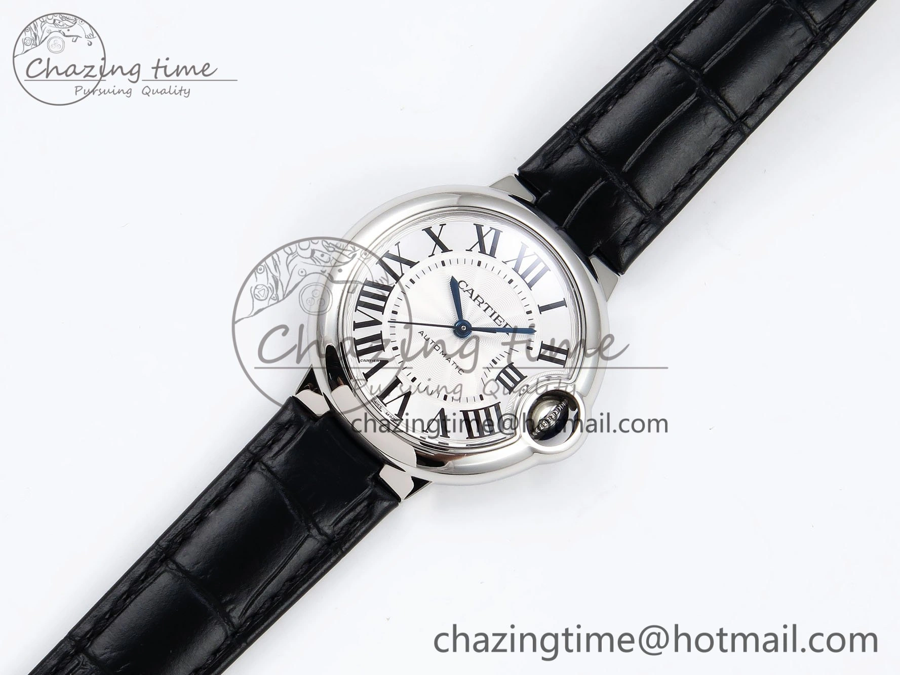 Ballon Bleu 33mm SS AF 1:1 Best Edition Silver Dial on Black Leather Strap SEIKO NH05A WeatherProof 6032