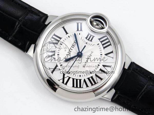 Ballon Bleu 33mm SS AF 1:1 Best Edition Silver Dial on Black Leather Strap SEIKO NH05A WeatherProof 6032