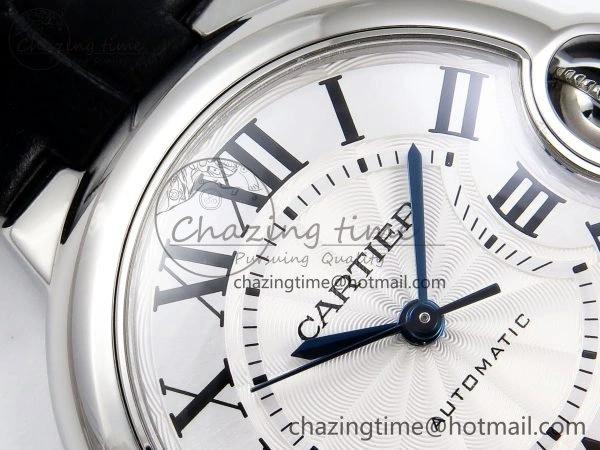 Ballon Bleu 33mm SS AF 1:1 Best Edition Silver Dial on Black Leather Strap SEIKO NH05A WeatherProof 6032