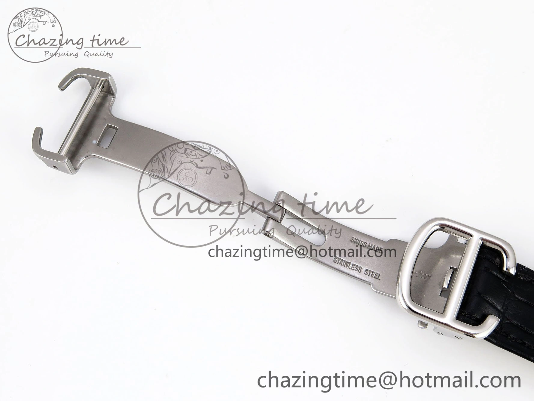 Ballon Bleu 33mm SS AF 1:1 Best Edition Silver Diamonds Dial on Black Leather Strap SEIKO NH05A TravelReady 6031