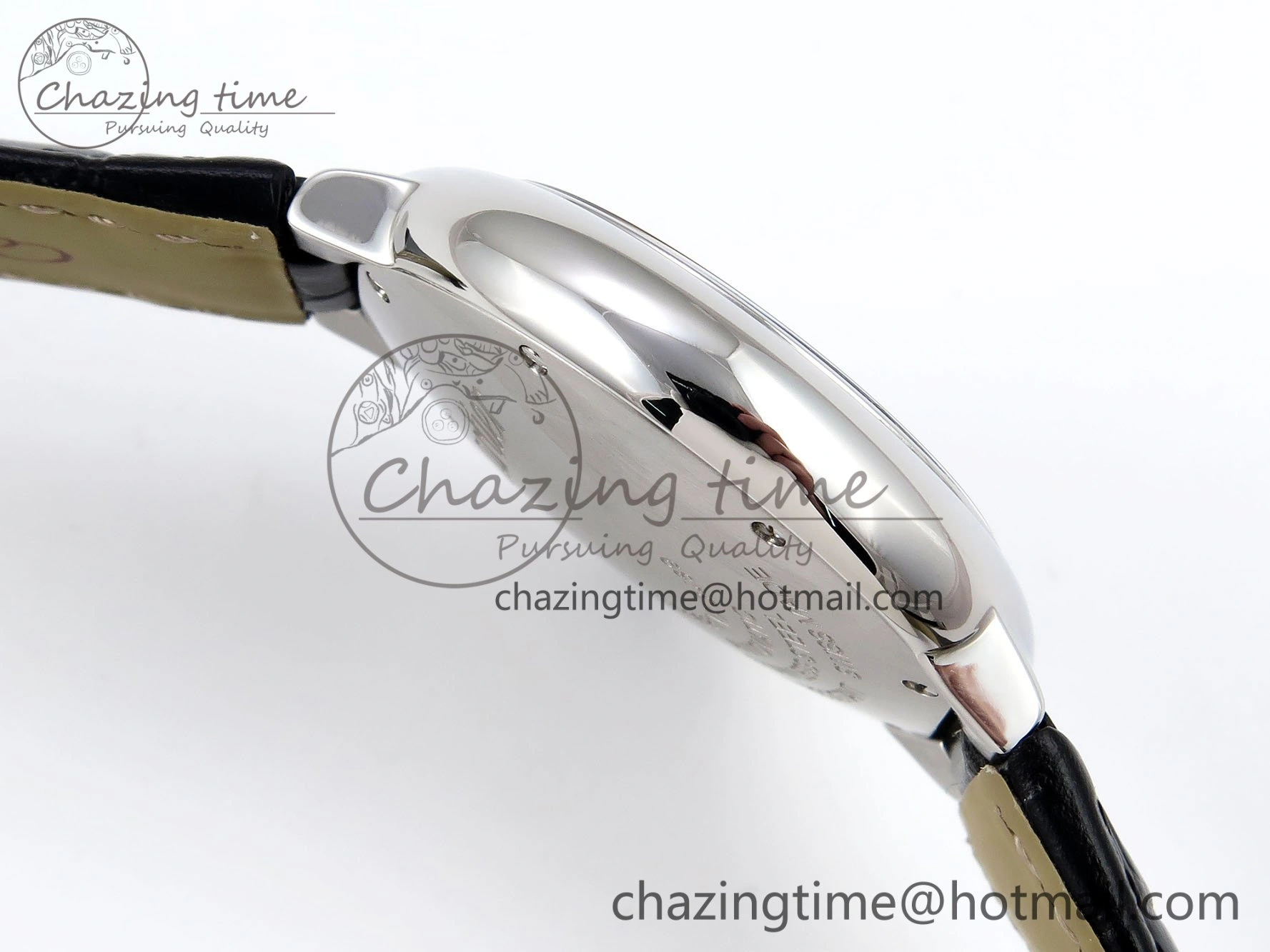 Ballon Bleu 33mm SS AF 1:1 Best Edition Silver Diamonds Dial on Black Leather Strap SEIKO NH05A TravelReady 6031