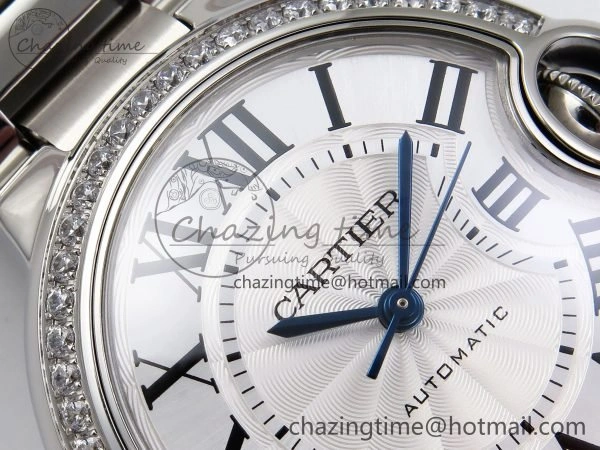 Ballon Bleu 33mm SS AF 1:1 Best Edition White Dial Diamonds Bezel on SS Bracelet SEIKO NH05A (Quick Release) Youthful 6024