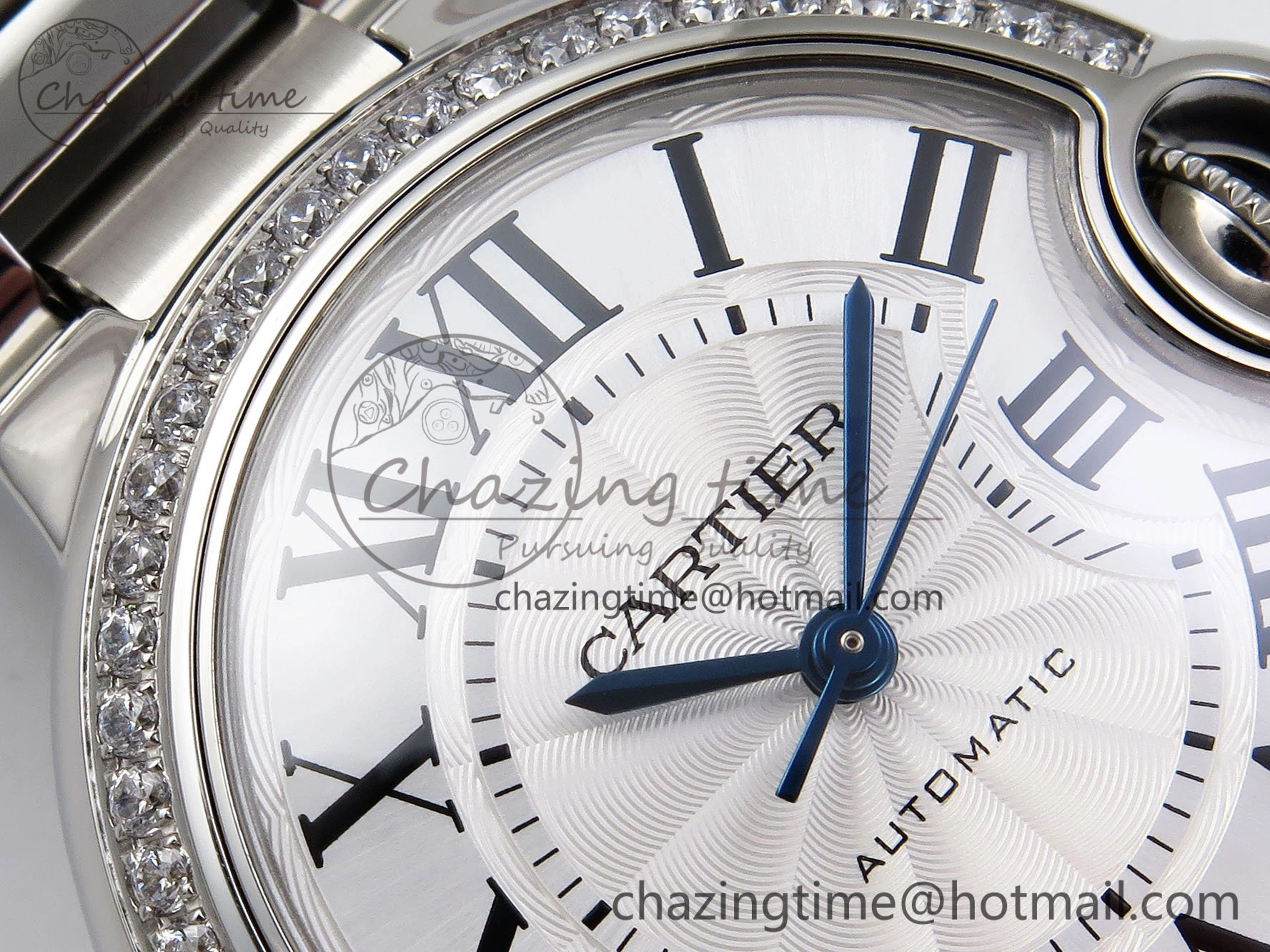 Ballon Bleu 33mm SS AF 1:1 Best Edition White Dial Diamonds Bezel on SS Bracelet SEIKO NH05A (Quick Release) Youthful 6024