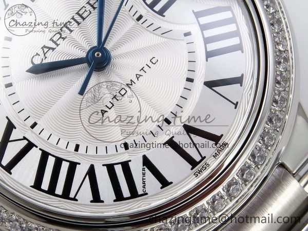 Ballon Bleu 33mm SS AF 1:1 Best Edition White Dial Diamonds Bezel on SS Bracelet SEIKO NH05A (Quick Release) Youthful 6024