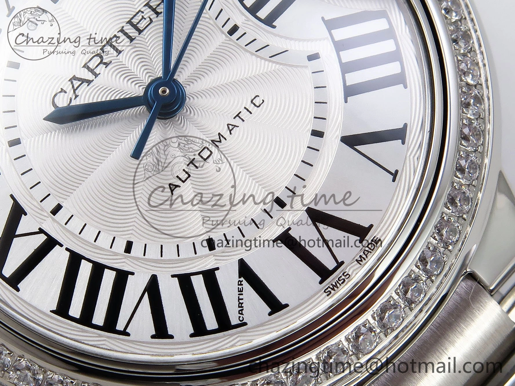 Ballon Bleu 33mm SS AF 1:1 Best Edition White Dial Diamonds Bezel on SS Bracelet SEIKO NH05A (Quick Release) Youthful 6024