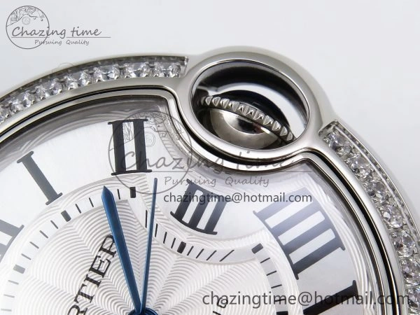 Ballon Bleu 33mm SS AF 1:1 Best Edition White Dial Diamonds Bezel on SS Bracelet SEIKO NH05A (Quick Release) Youthful 6024