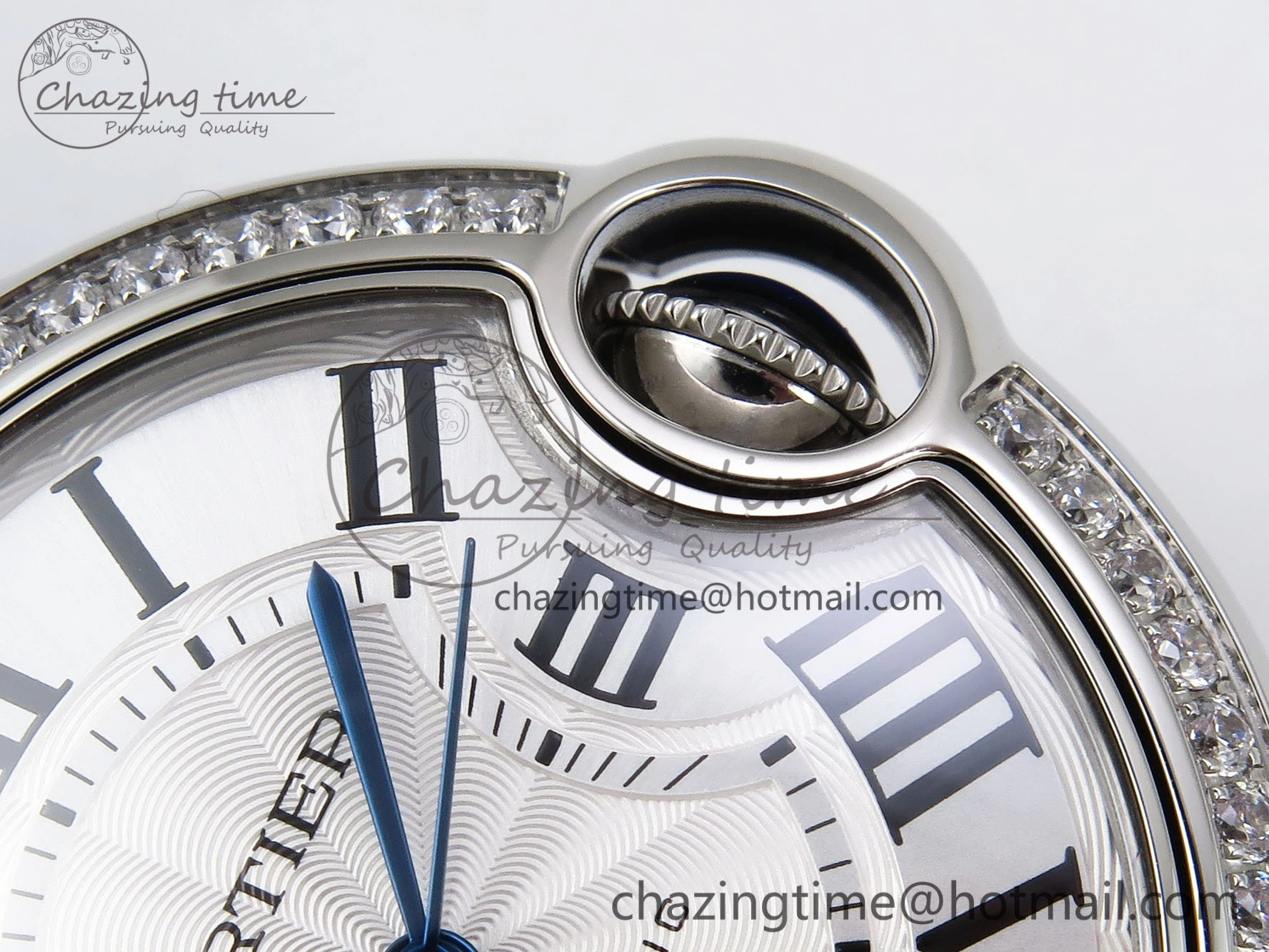 Ballon Bleu 33mm SS AF 1:1 Best Edition White Dial Diamonds Bezel on SS Bracelet SEIKO NH05A (Quick Release) Youthful 6024