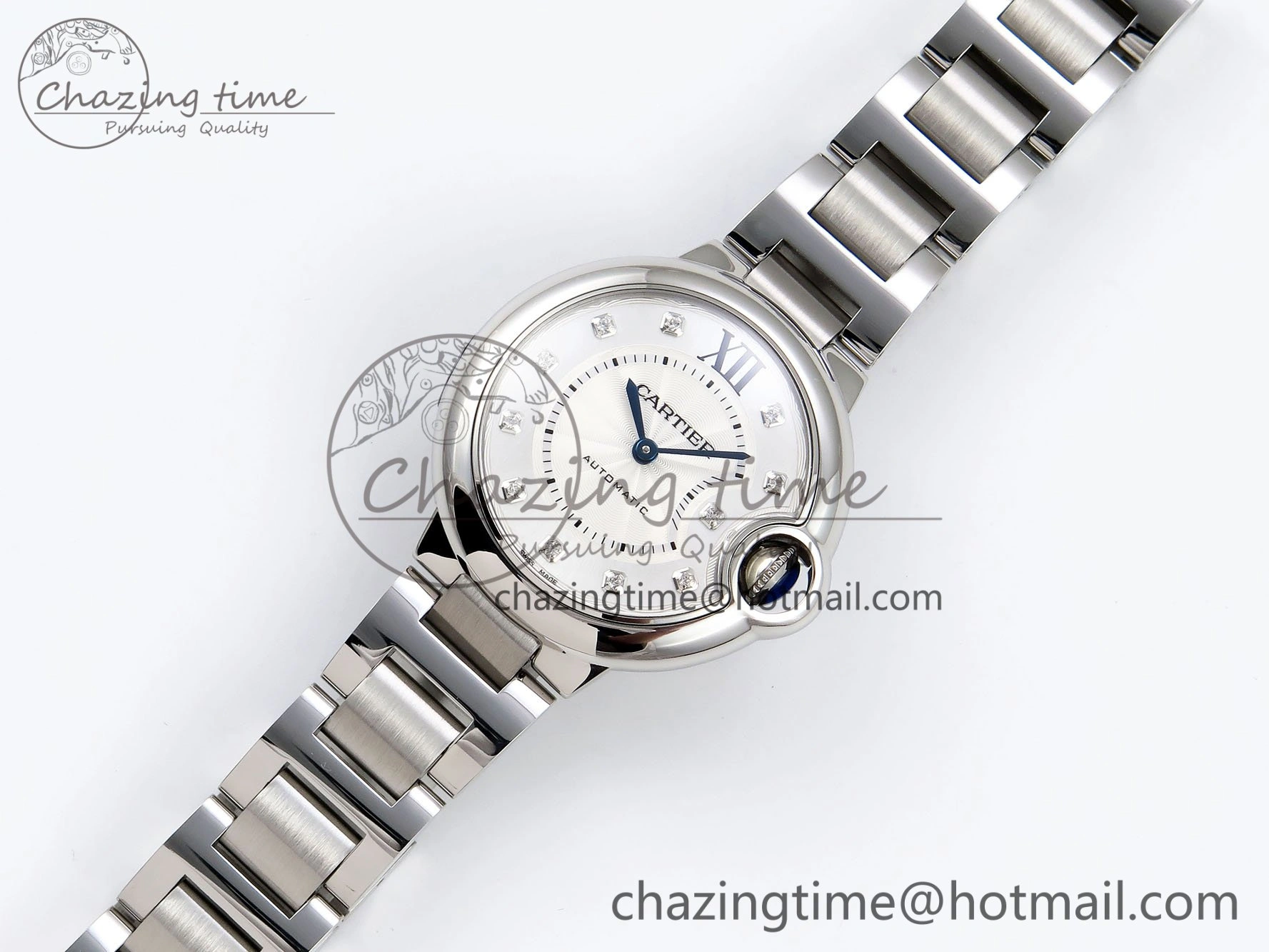DailyWear Ballon Bleu 33mm SS AF 1:1 Best Edition White Diamonds Dial on SS Bracelet SEIKO NH05A 6025