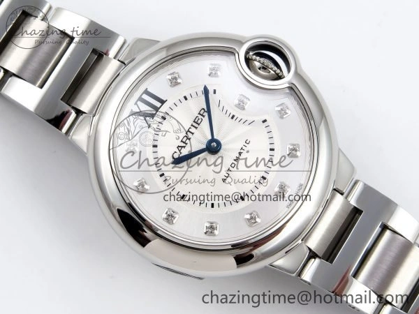 DailyWear Ballon Bleu 33mm SS AF 1:1 Best Edition White Diamonds Dial on SS Bracelet SEIKO NH05A 6025