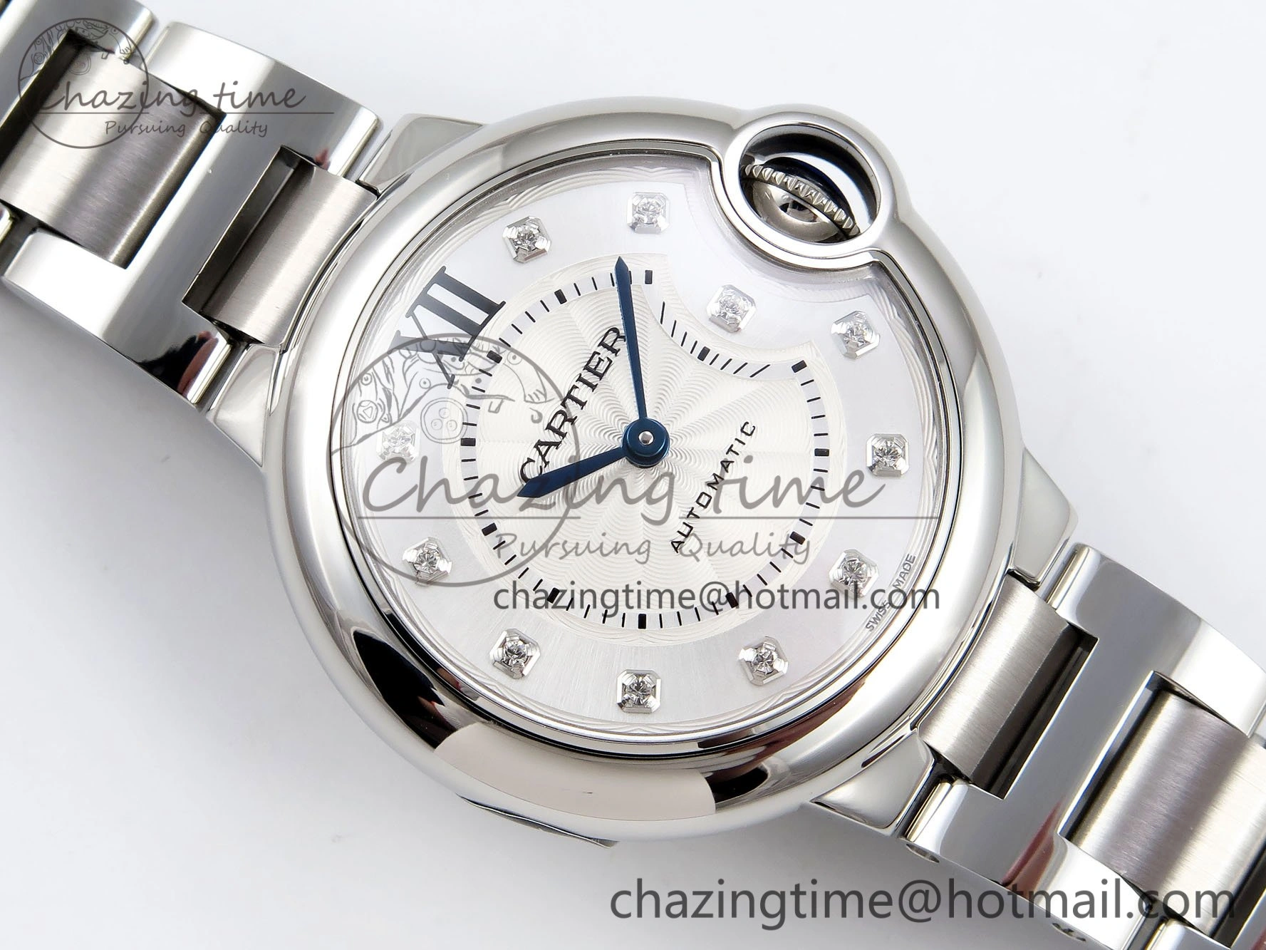 DailyWear Ballon Bleu 33mm SS AF 1:1 Best Edition White Diamonds Dial on SS Bracelet SEIKO NH05A 6025