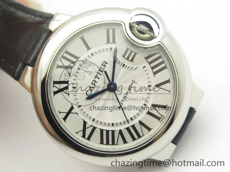 Youthful Ballon Bleu 33mm SS AF 1:1 Best Edition White Textured Dial On Black Leather Strap Cal. 6237
