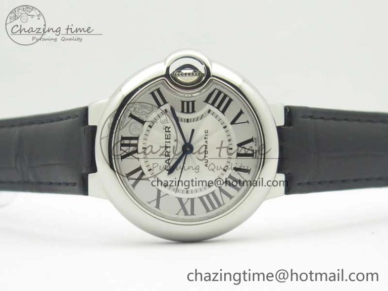 Youthful Ballon Bleu 33mm SS AF 1:1 Best Edition White Textured Dial On Black Leather Strap Cal. 6237