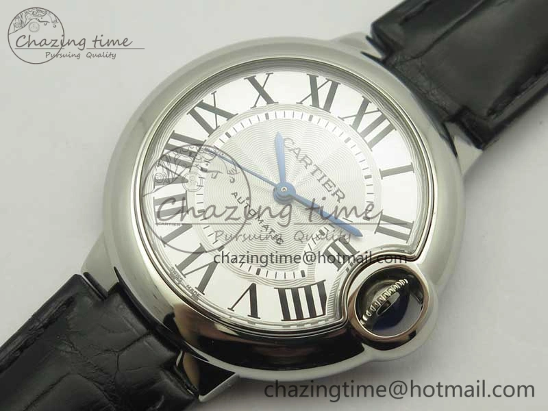 Youthful Ballon Bleu 33mm SS AF 1:1 Best Edition White Textured Dial On Black Leather Strap Cal. 6237