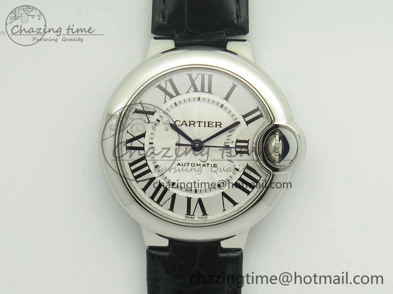 Youthful Ballon Bleu 33mm SS AF 1:1 Best Edition White Textured Dial On Black Leather Strap Cal. 6237