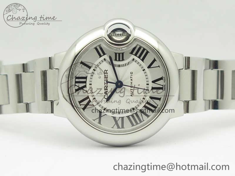 Attractive Ballon Bleu 33mm SS AF 1:1 Best Edition White Textured Dial On SS Bracelet Cal. 10715
