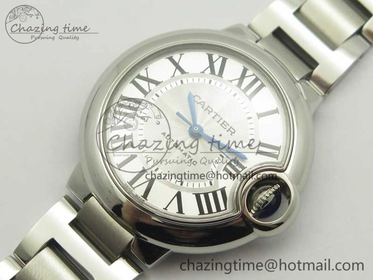 Attractive Ballon Bleu 33mm SS AF 1:1 Best Edition White Textured Dial On SS Bracelet Cal. 10715