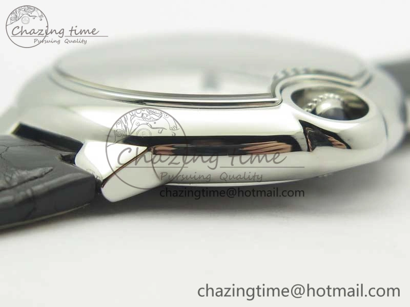 Ballon Bleu 33mm SS AF 1:1 Best Edition White Textured Dial on Black Leather Strap SEIKO NH05A Refined 6216