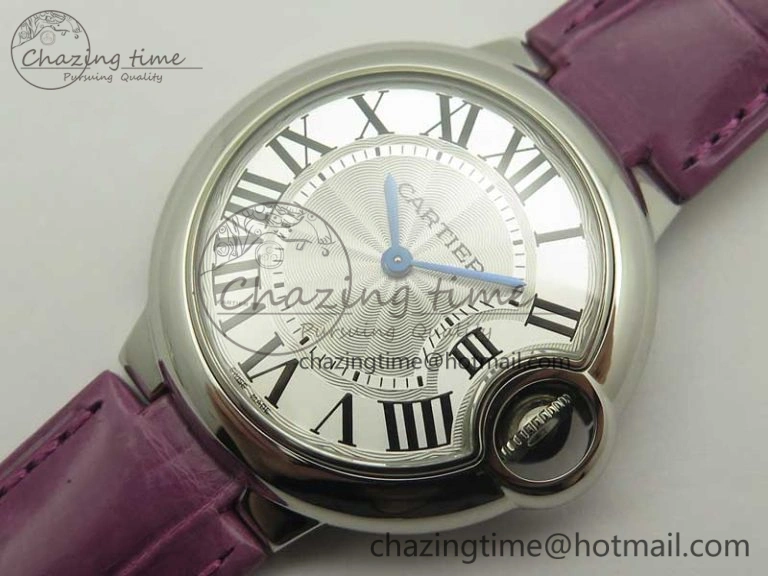 HighPerformance Ballon Bleu 33mm SS AF 1:1 Best Edition White Textured Dial on Crocodile Strap Jap Quartz 6199