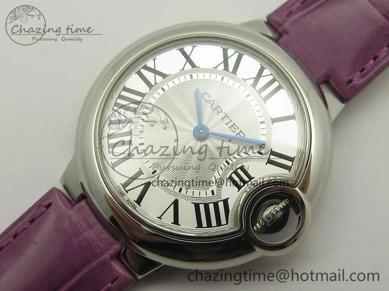 HighPerformance Ballon Bleu 33mm SS AF 1:1 Best Edition White Textured Dial on Crocodile Strap Jap Quartz 6199