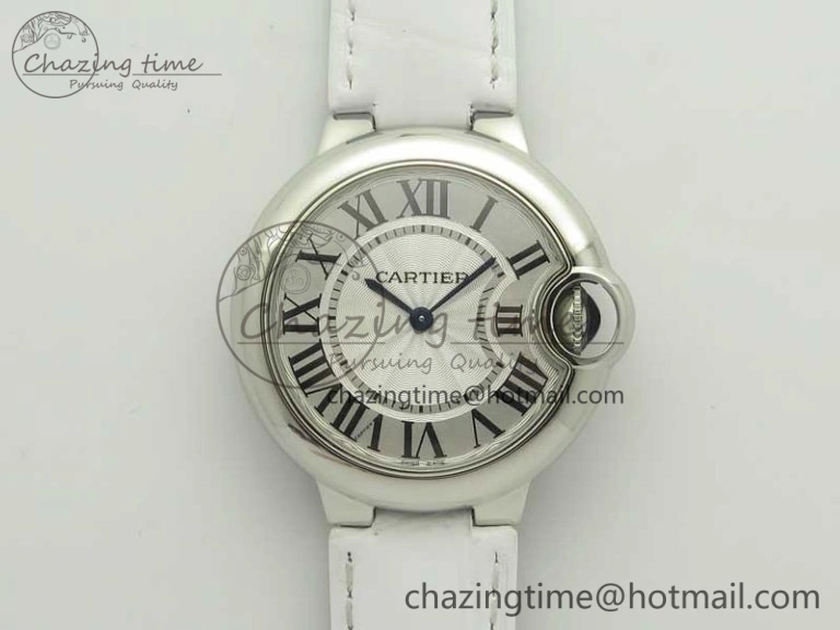 HighPerformance Ballon Bleu 33mm SS AF 1:1 Best Edition White Textured Dial on Crocodile Strap Jap Quartz 6199