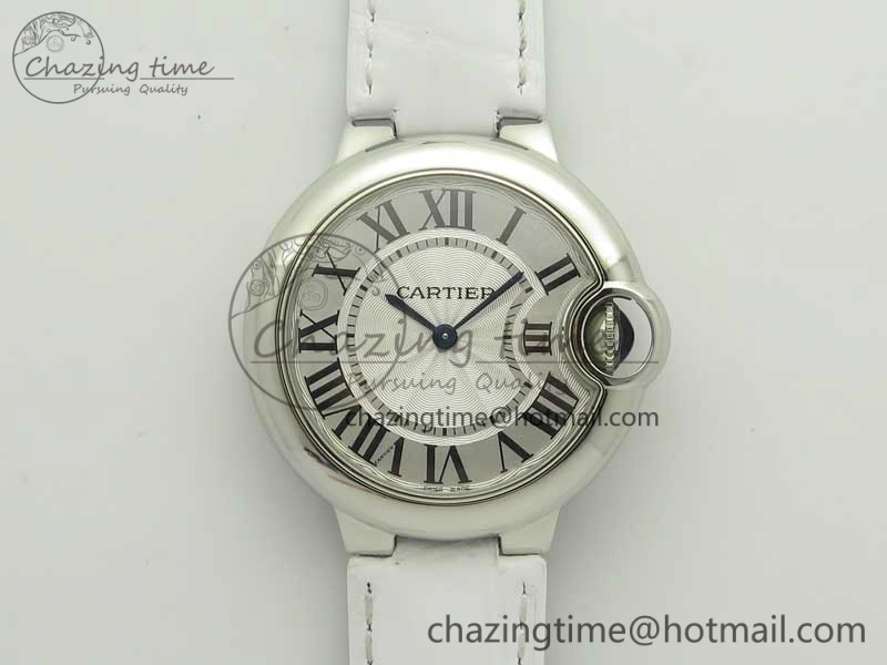 HighPerformance Ballon Bleu 33mm SS AF 1:1 Best Edition White Textured Dial on Crocodile Strap Jap Quartz 6199