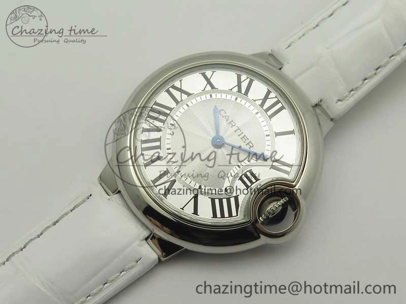 HighPerformance Ballon Bleu 33mm SS AF 1:1 Best Edition White Textured Dial on Crocodile Strap Jap Quartz 6199